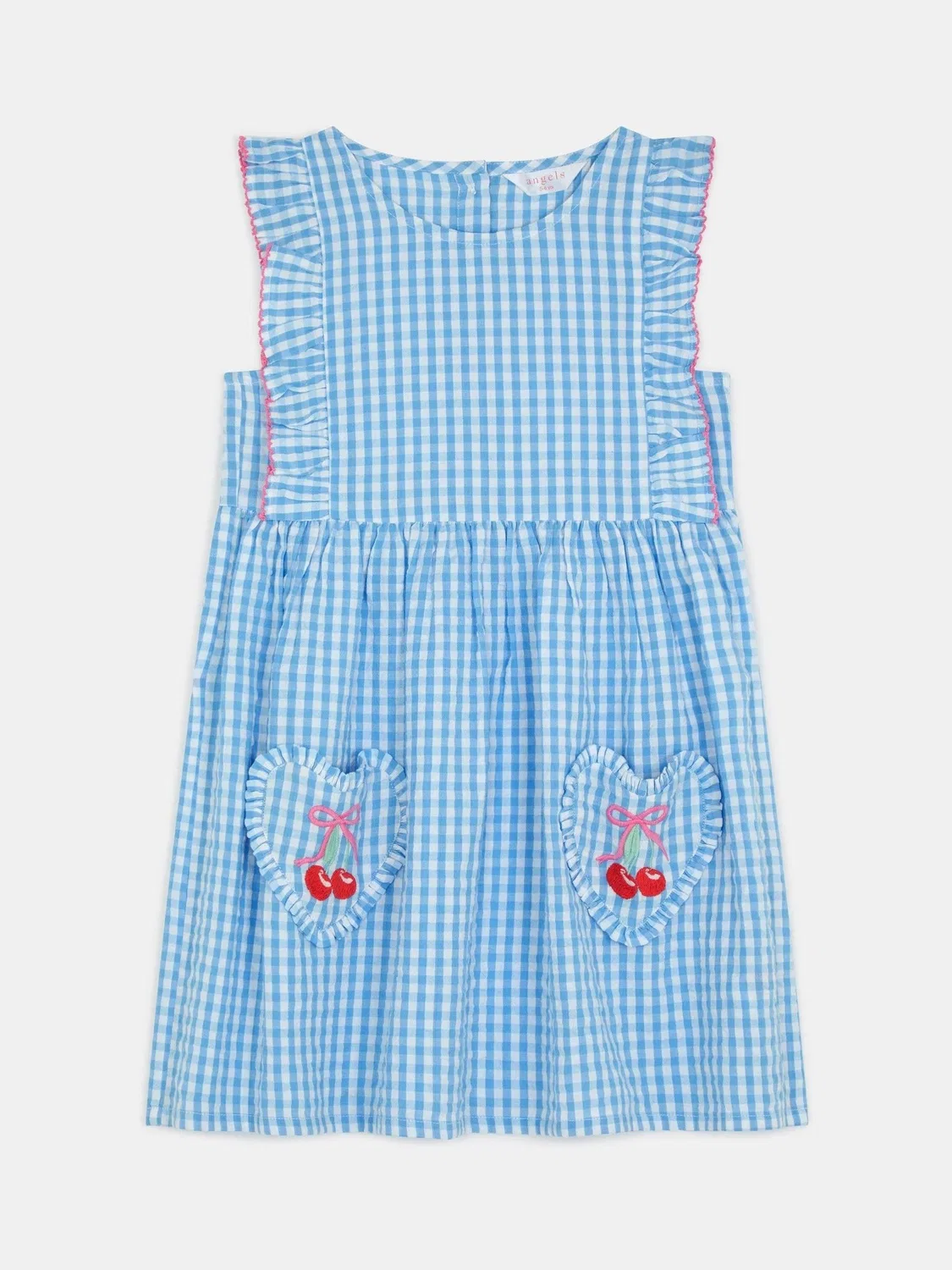 Платье в клетку с вышивкой Angels By Accessorize, синее — фото 2