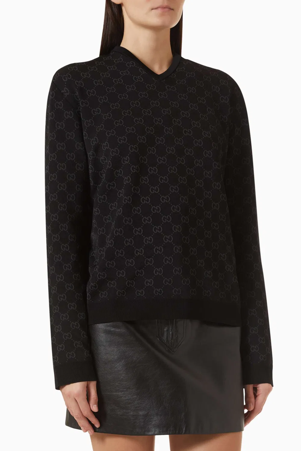 Свитер с жаккардовым узором GG Gucci