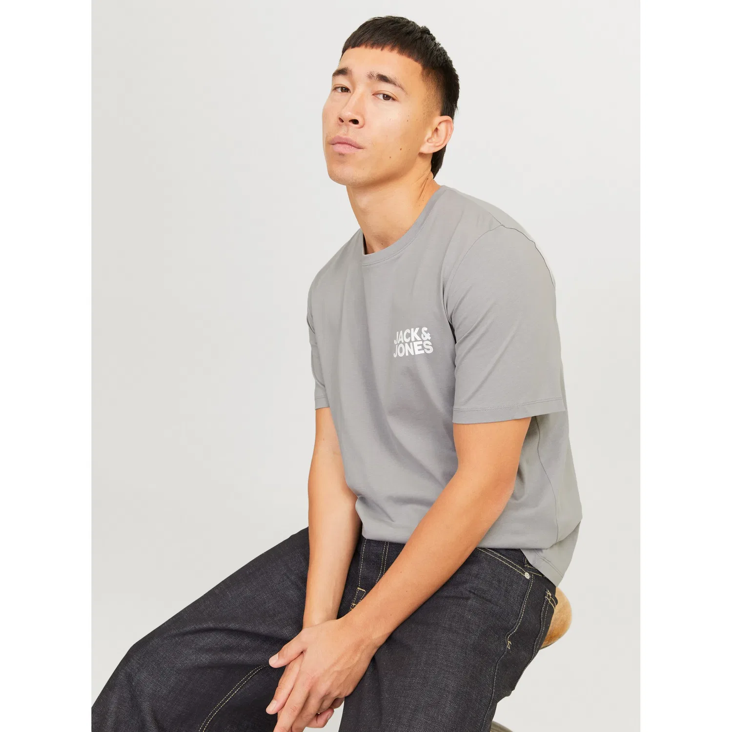 Детская облегающая футболка с принтом Jack & Jones, Gray — фото 2