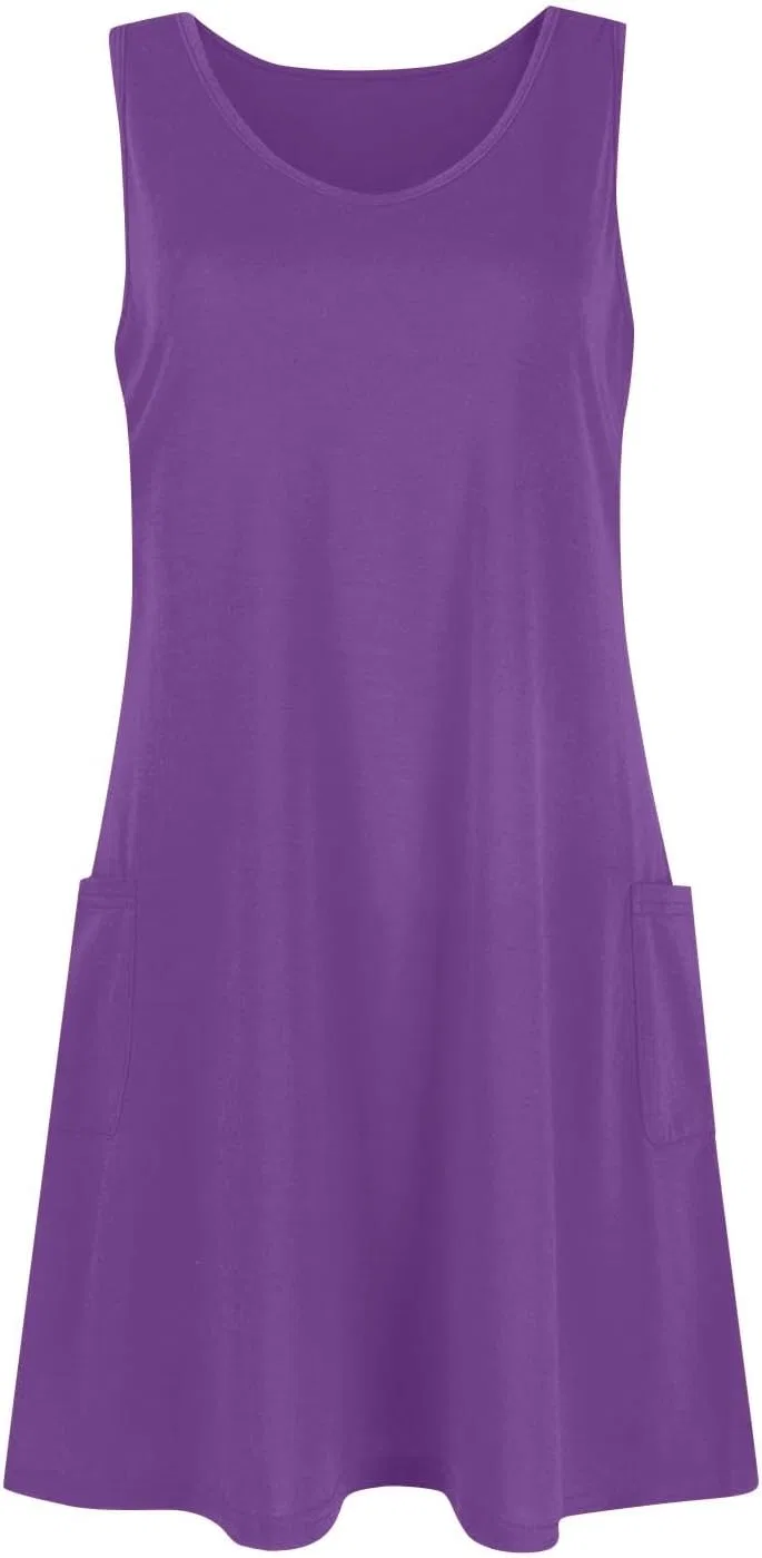 Женское летнее платье с V-образным вырезом градиент, Sleeveless Plus Size, Purple — фото 4