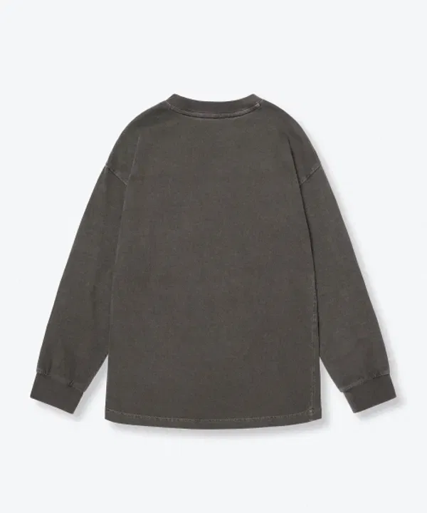 Футболка с длинным рукавом оверсайз пигментная, Musinsa Standard Kids, charcoal gray — фото 4