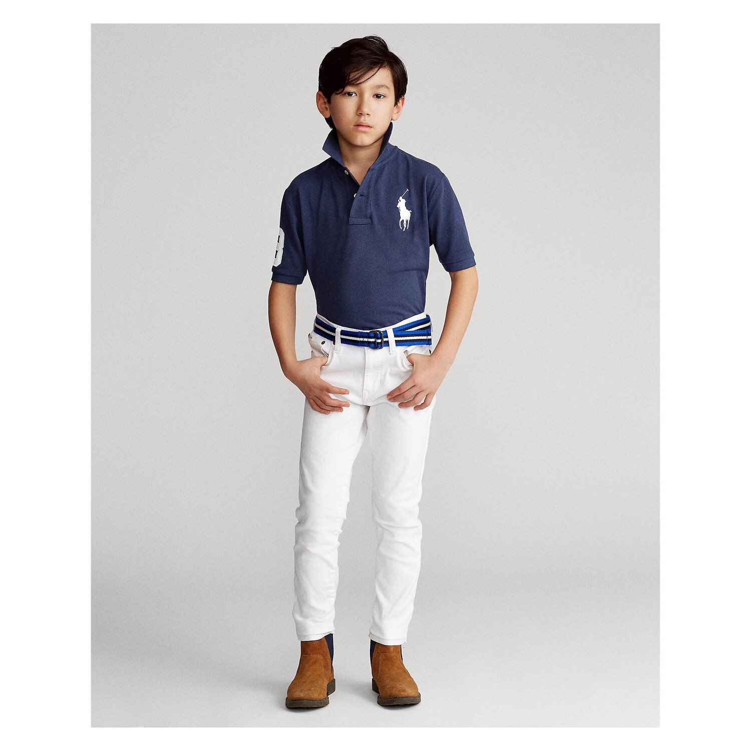 

Темно-синяя футболка-поло Jr с нашивкой-логотипом Ralph Lauren, синий