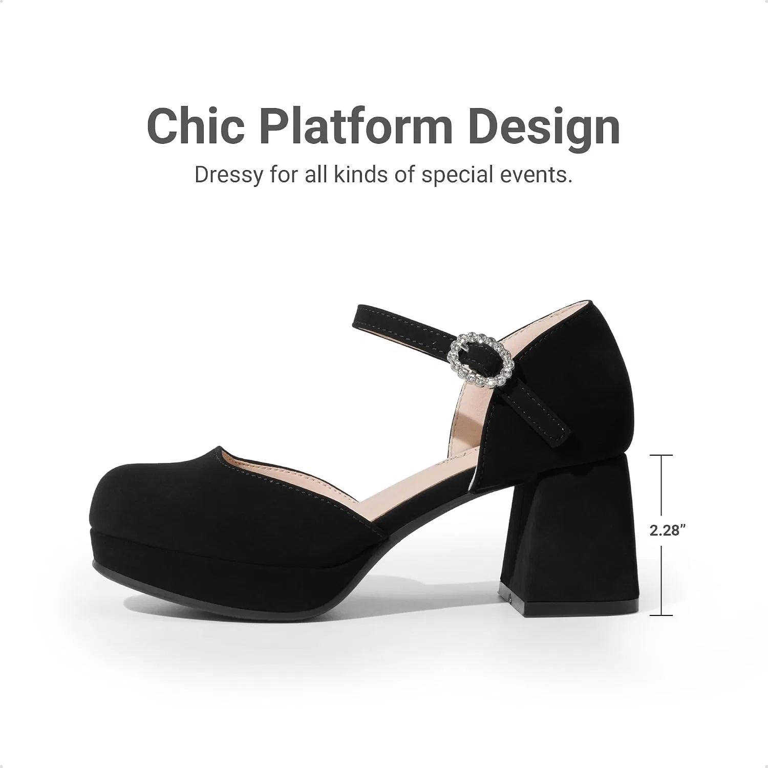 Детские туфли для девочек на платформе с цветочным принтом DREAM PAIRS, Black — фото 3