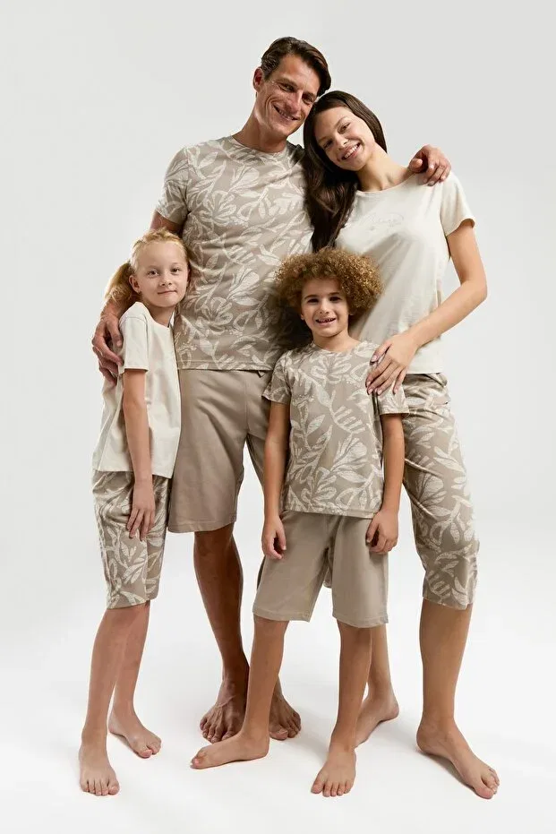 Детский комплект пижам с коротким рукавом Family pajama set mother, father and child pajamas are priced separately Arnetta, Sand — фото 3
