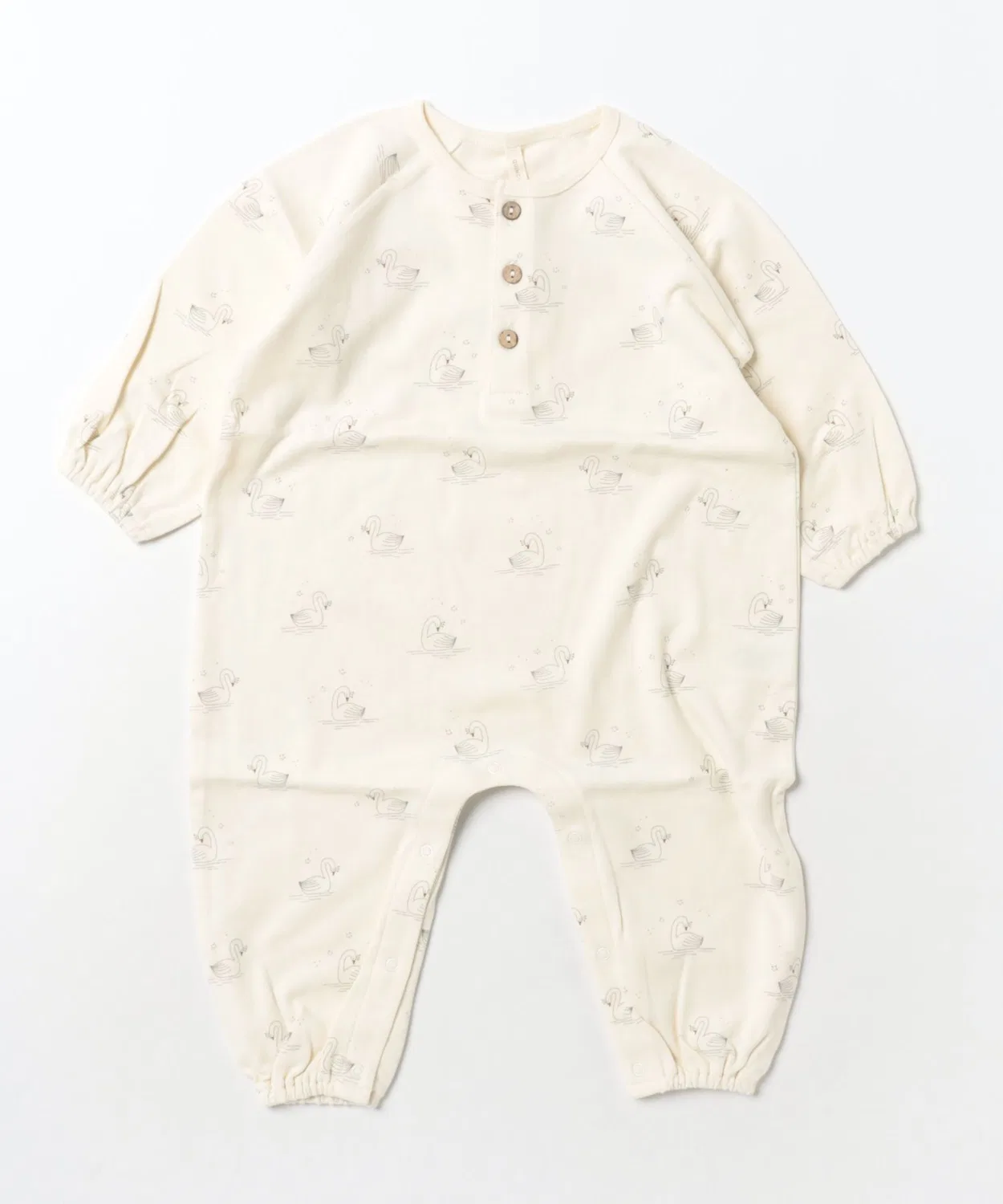 Детский комбинезон-боди с длинным рукавомHenley Bubble Jumpsuit Quincy Mae, Ivory
