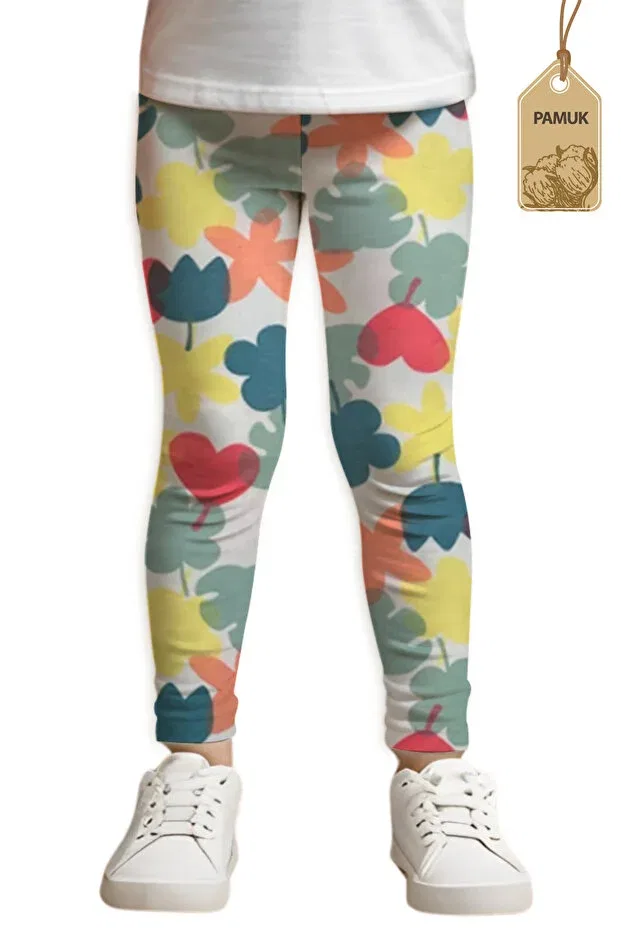 Детские леггинсы для девочек с принтом Mk Mukko Kids, Leaf Patterned