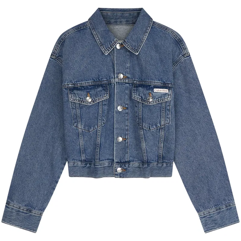 Женское джинсовое пальто с отложным воротником Calvin Klein, Denim Blue