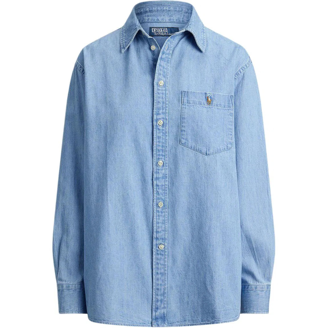 Женская рубашка из вымытого денима с отложным воротником Polo Ralph Lauren, Washed Denim