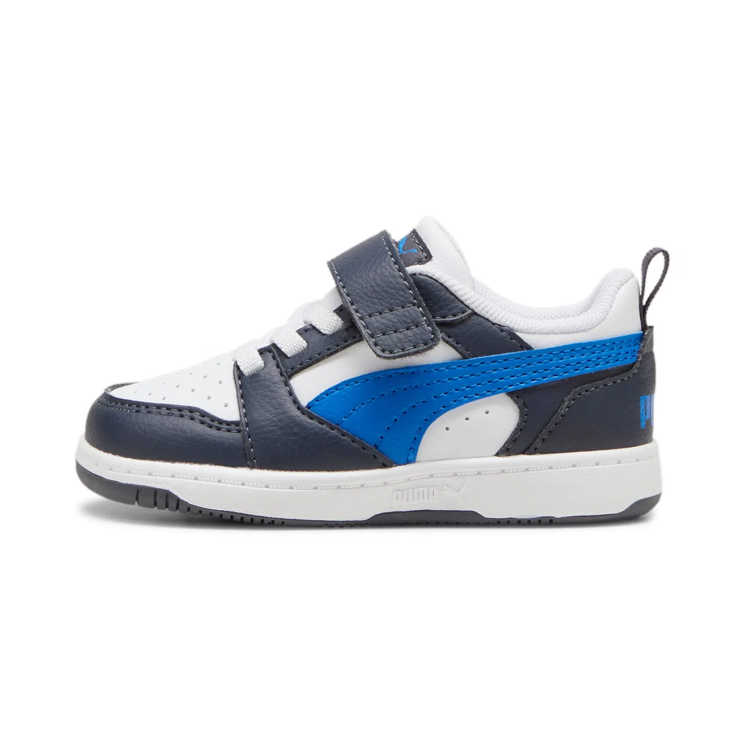Детские кроссовки с низким верхом Rebound v6 PUMA, PUMA White/Hyperlink Blue/Galactic Gray — фото 2
