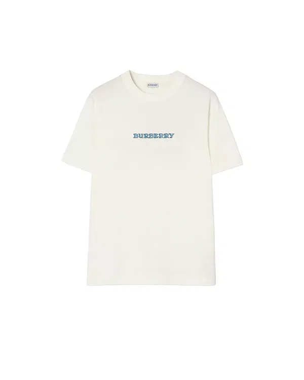 Мужская футболка с принтом Heritage Logo Cotton T‑Shirt Burberry, Chalk White — фото 4