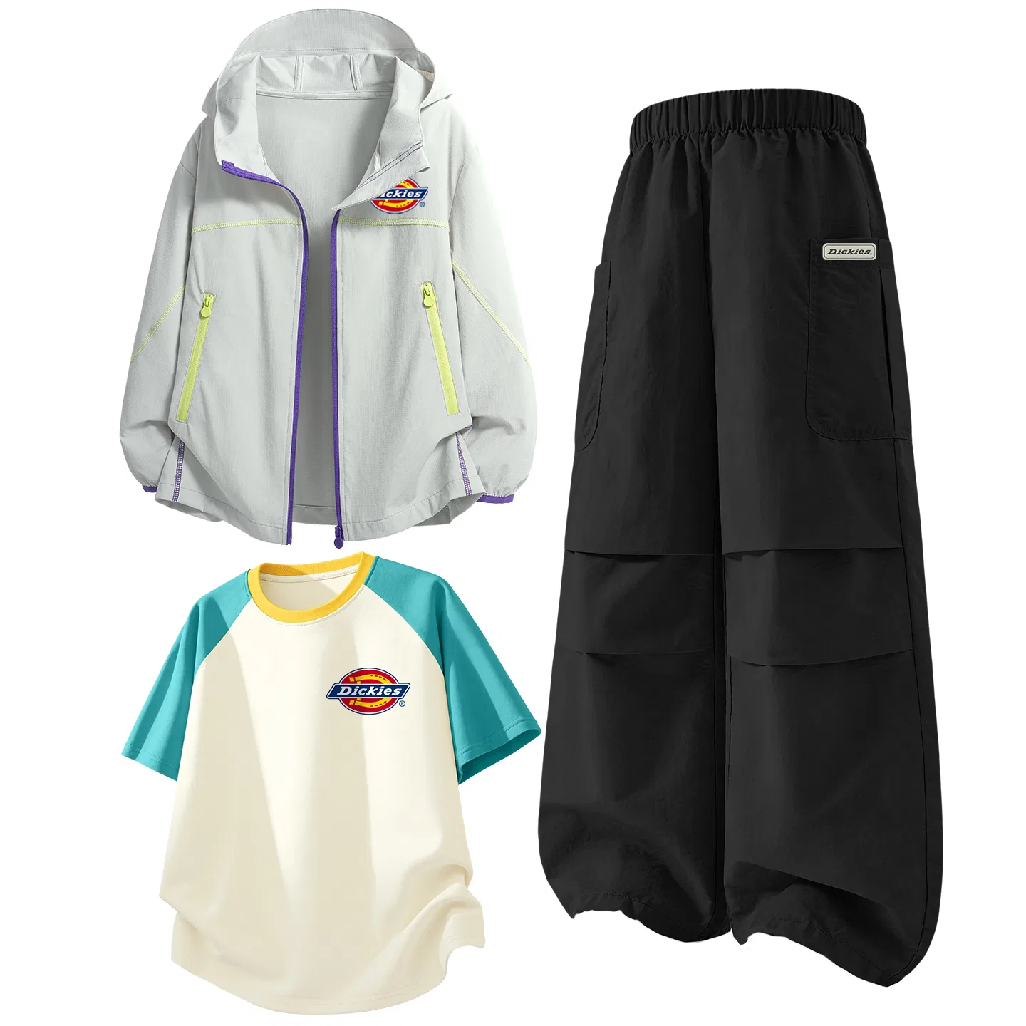 Детский комплект спортивных футболок с принтом, Dickies, White Gray/Black/Cream Blue