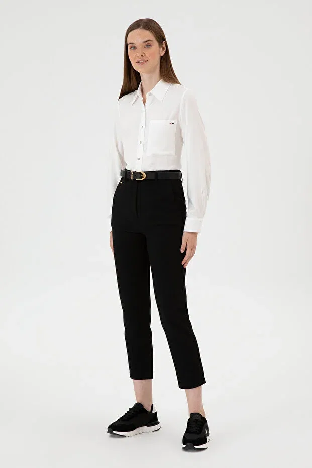 Женские брюки из ткани с высокой талией U.S. Polo Assn., Black — фото 3