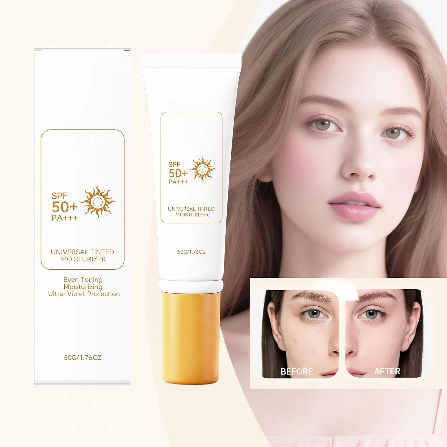 Тонированный солнцезащитный крем для лица SPF 50, Hyaluris, 50 г, 2 шт — фото 2
