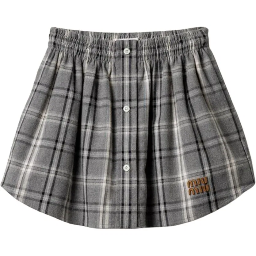 MIU MIU Женская короткая юбка Миу Миу, Цвет Slate Gray