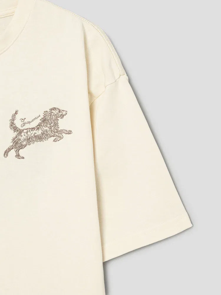 Футболка оверсайз с принтом Bichon, Le Tshirt Rita JACQUEMUS, Ivory — фото 4