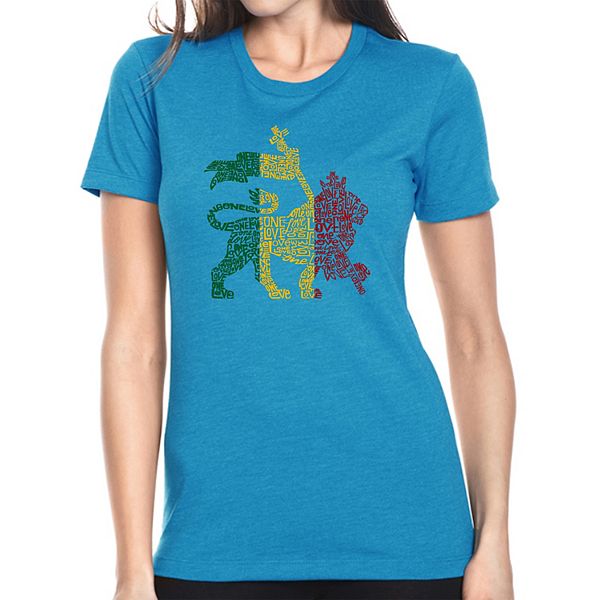 

Футболка Rasta lion - one love - women's premium blend word art La Pop Art, Turquoise