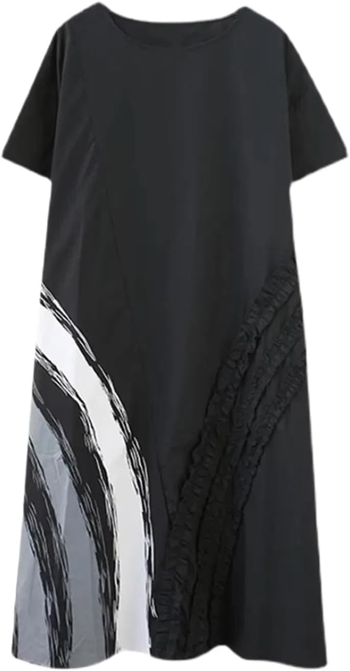 Женское платье с принтом A-силуэта Casual, Black