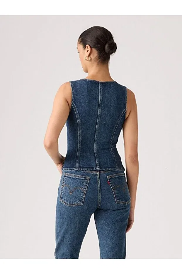 Женская блуза джинсовая с квадратным вырезом Levi'S, Dark Indigo - Worn In — фото 2