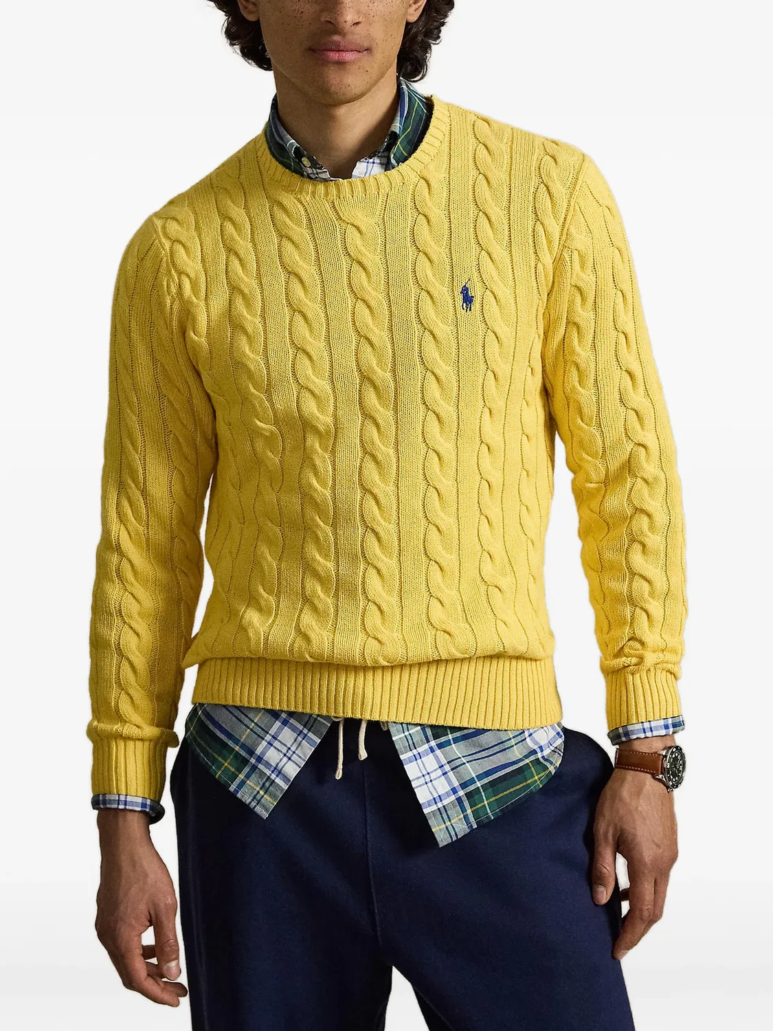 Polo Ralph Lauren Хлопковый свитер фактурной вязки желтый — фото 2