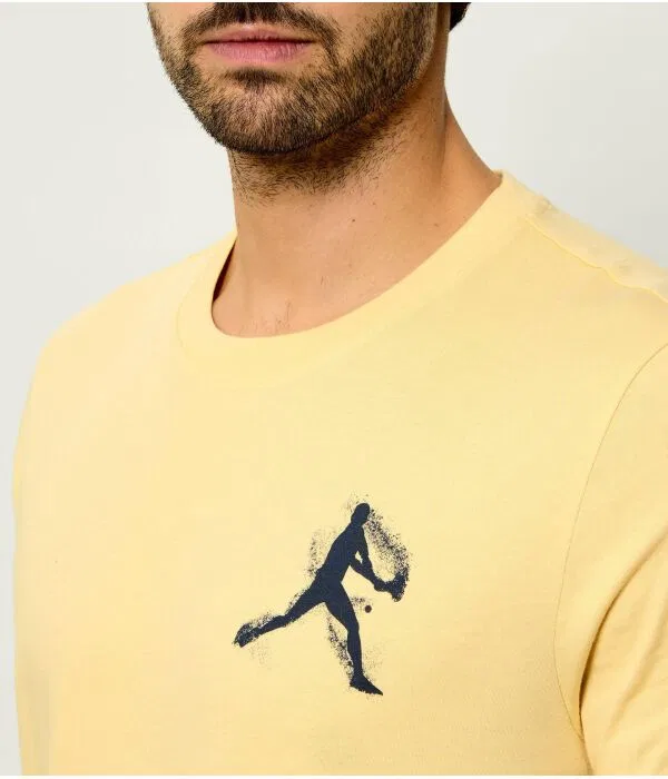 Футболка мужская Lacoste X Novak Djokovic Regular Fit, с принтом, Giallo — фото 4