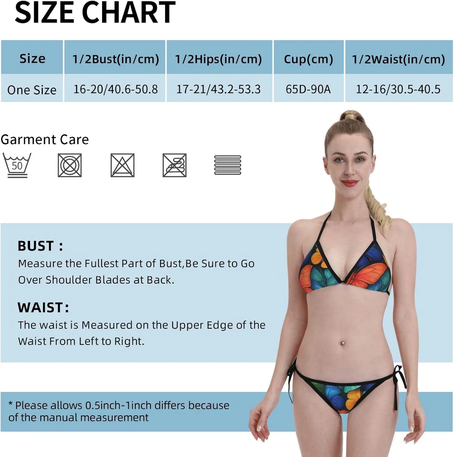 Женский бикини-комплект с принтом бабочка Halter Triangle Tie Side, Color Butterfly — фото 2