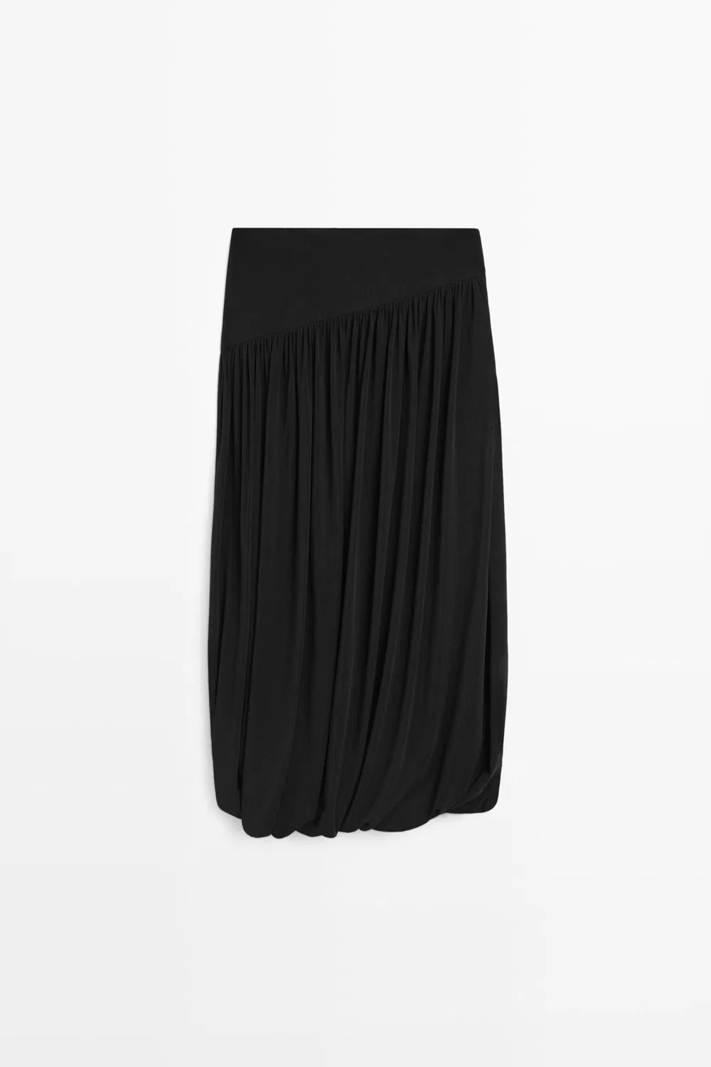 Юбка Massimo Dutti, струящаяся с эффектом воздушного шара, черный — фото 2