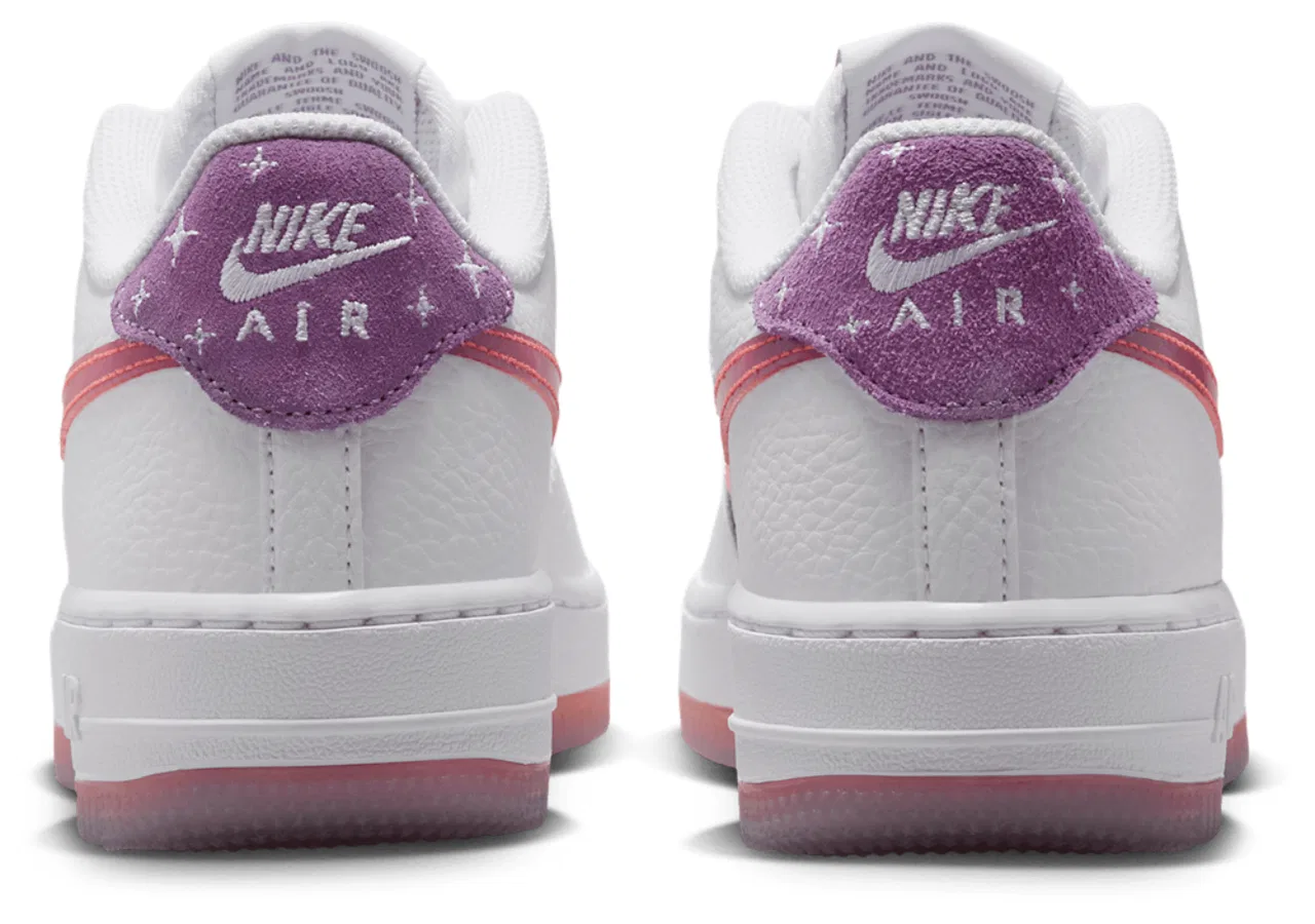 Кроссовки для мальчиков Air Force 1 BB Nike, цвет White/Bright Violet/Turf Orange — фото 3