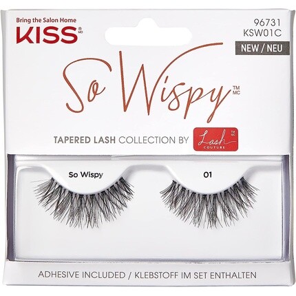 

Lash Couture So Wispy Collection, придающие объем накладным ресницам, стиль 01, с клеем для ресниц, наполненным алоэ, Kiss