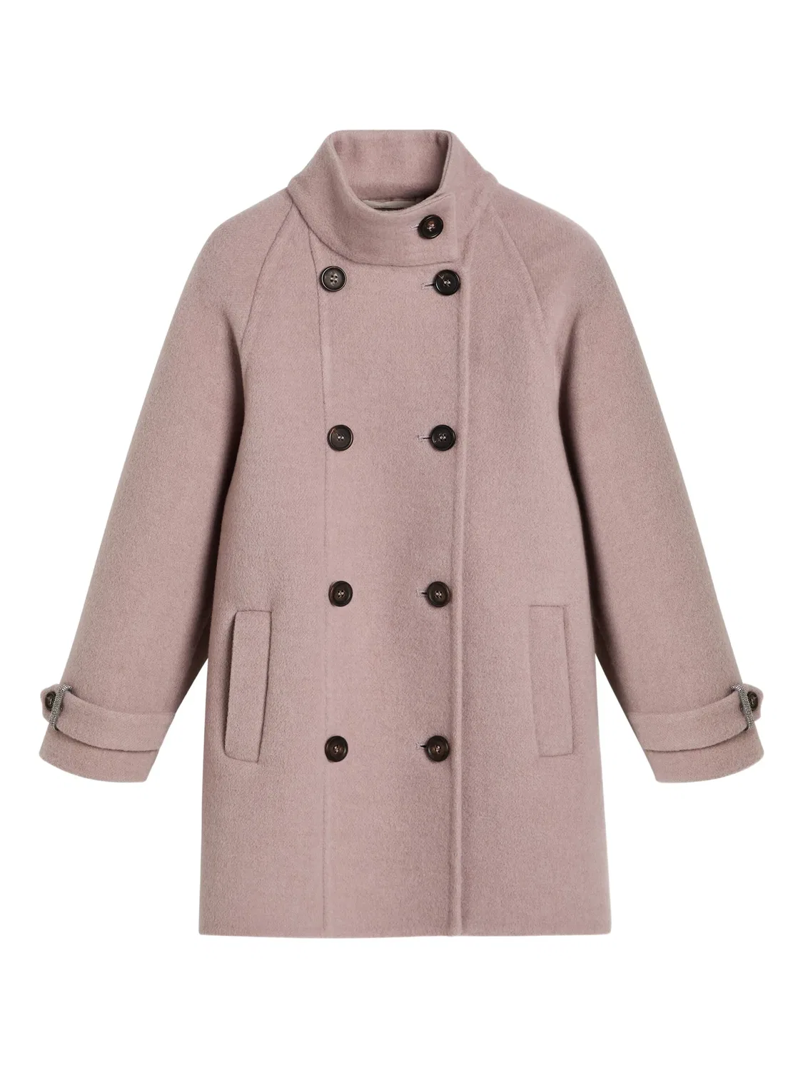 Двубортное шерстяное пальто Brunello Cucinelli, розовый