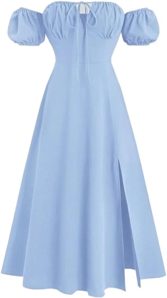 Женское летнее платье с пышными рукавами Off-Shoulder, Blue