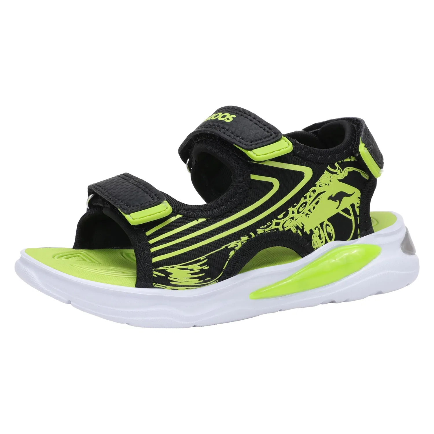 Детские сандалии с LED-подсветкой KangaROOS, Raven/Lime