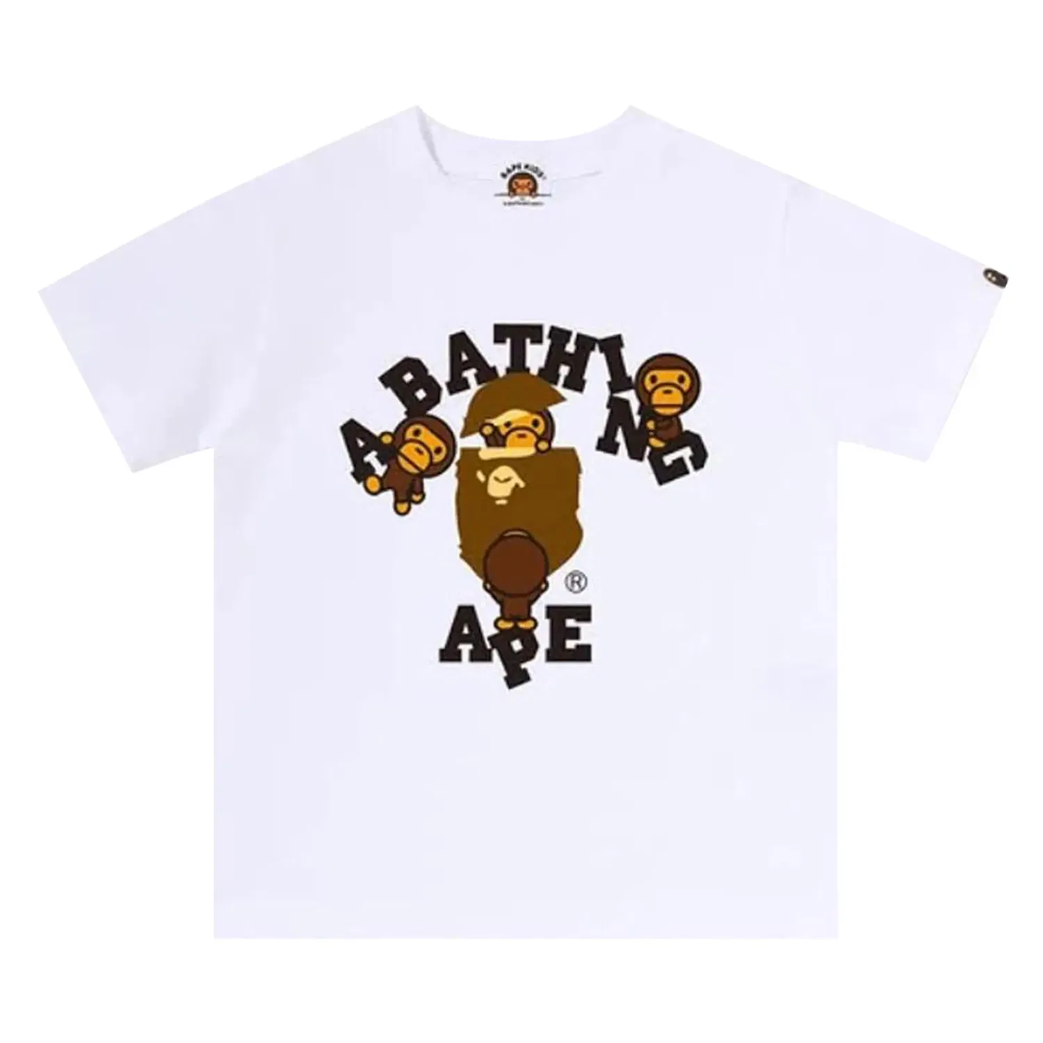 Футболка с принтом College Milo BAPE, White