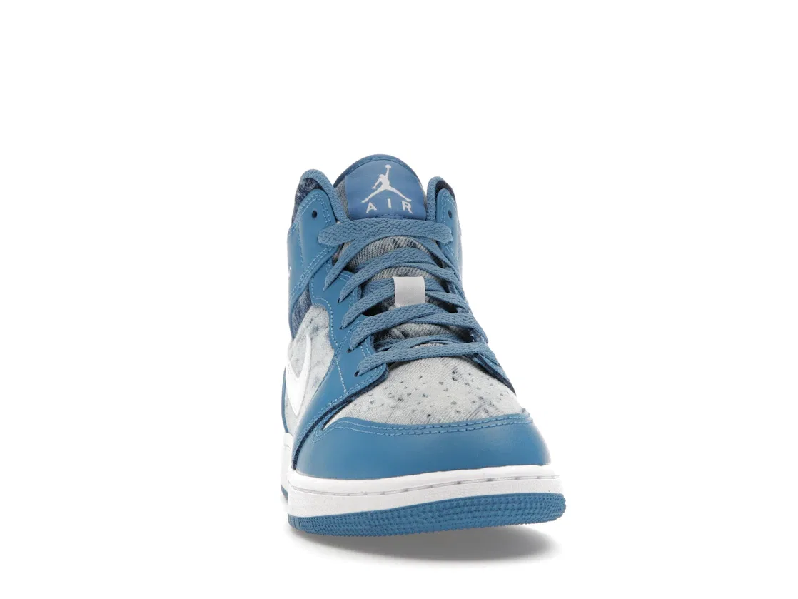 Детские кроссовки Lifestyle с принтом Jordan 1 Mid Washed Denim Jordan, Blue/White/Denim — фото 2