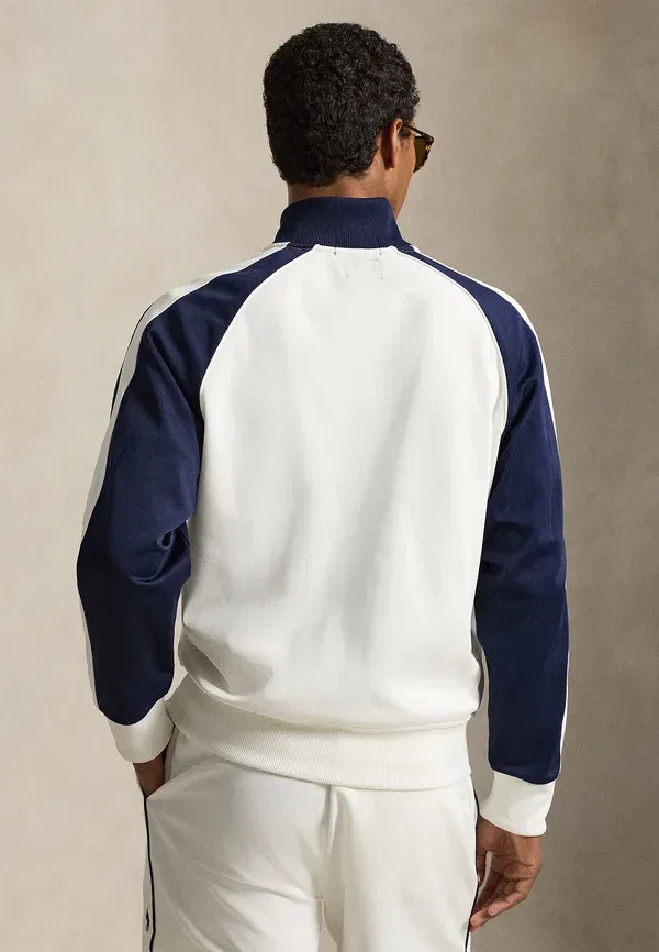 Тренировочная куртка из пике Wimbledon classic fit track jacket Polo Ralph Lauren, Ceramic White, белый/темно-синий — фото 3