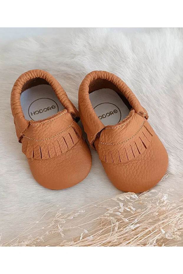 Детские мокасины из натуральной кожи Rocco cinnamon leather baby moccasin Hodore, Cinnamon Taba