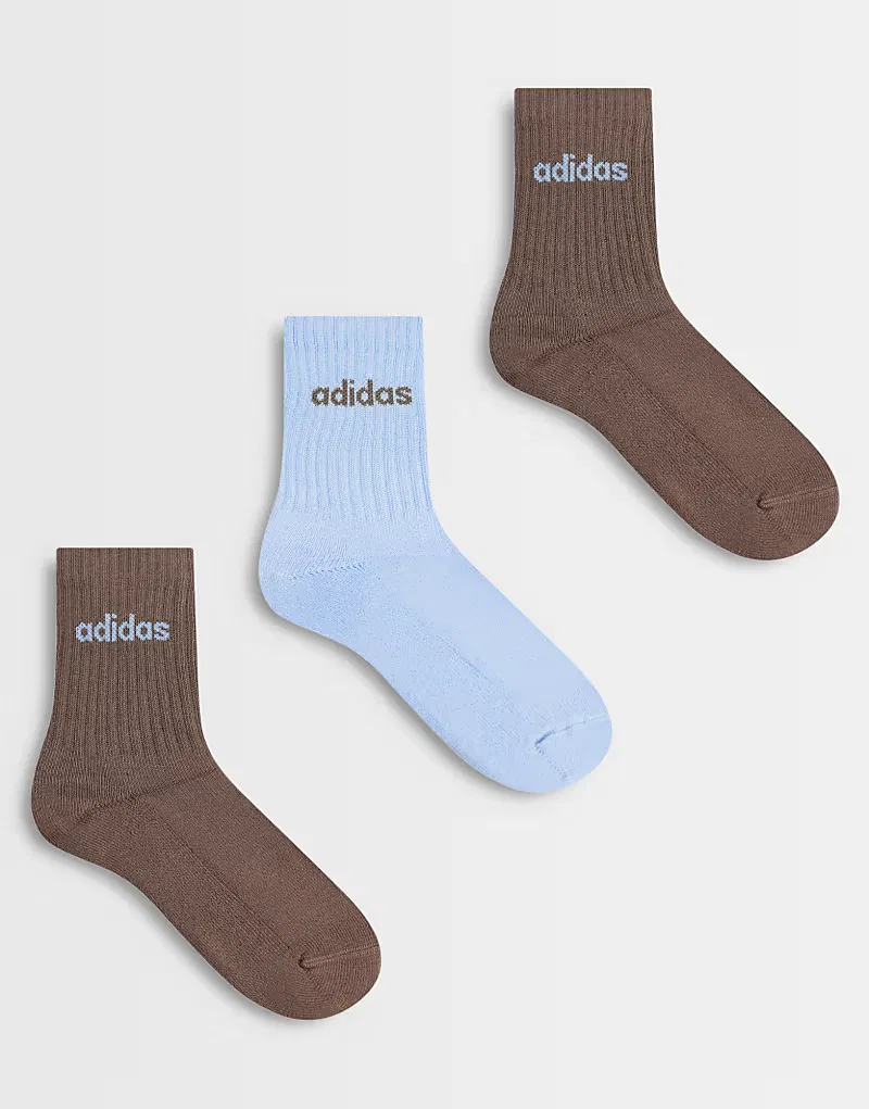 Носки с тремя полосками Three Stripes Studio 3 шт Adidas Performance, коричневый/синий
