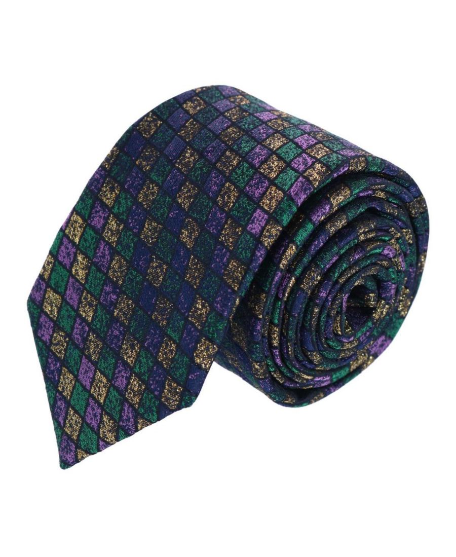 

Карнавальный бриллиантовый разноцветный шелковый галстук с оригинальным дизайном TRAFALGAR, Purple, yellow, and green diamonds
