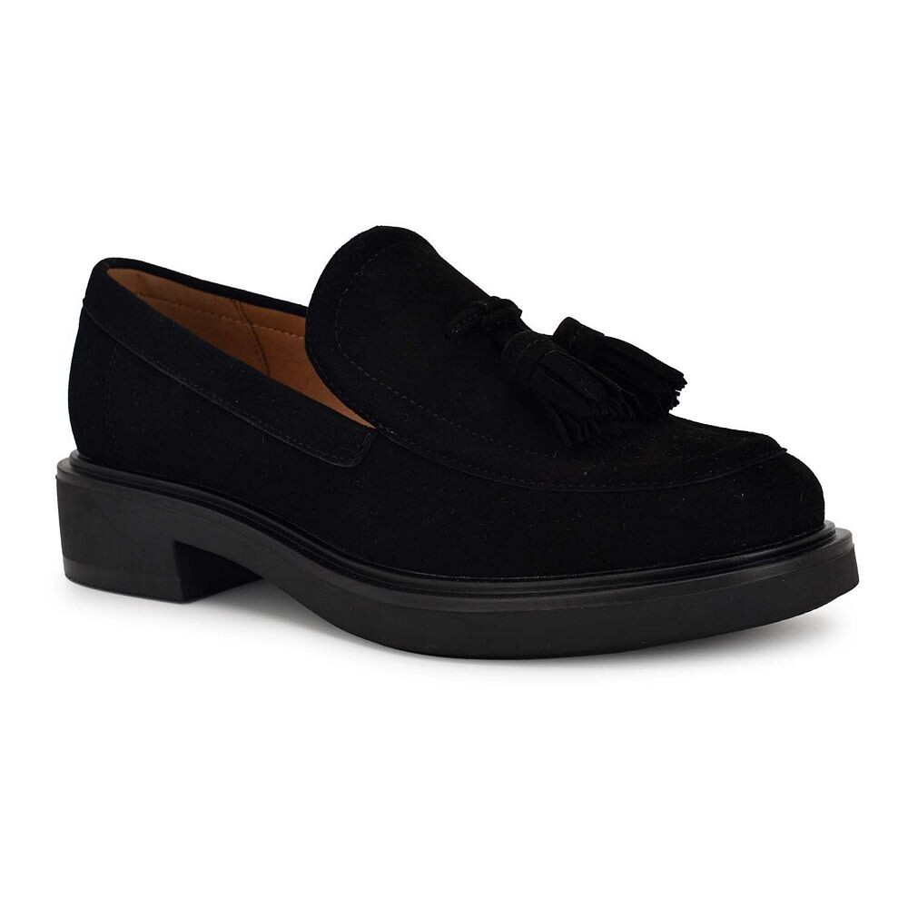 Женские повседневные лоферы без шнуровки с круглым носком Nine West Roker, цвет Black Suede