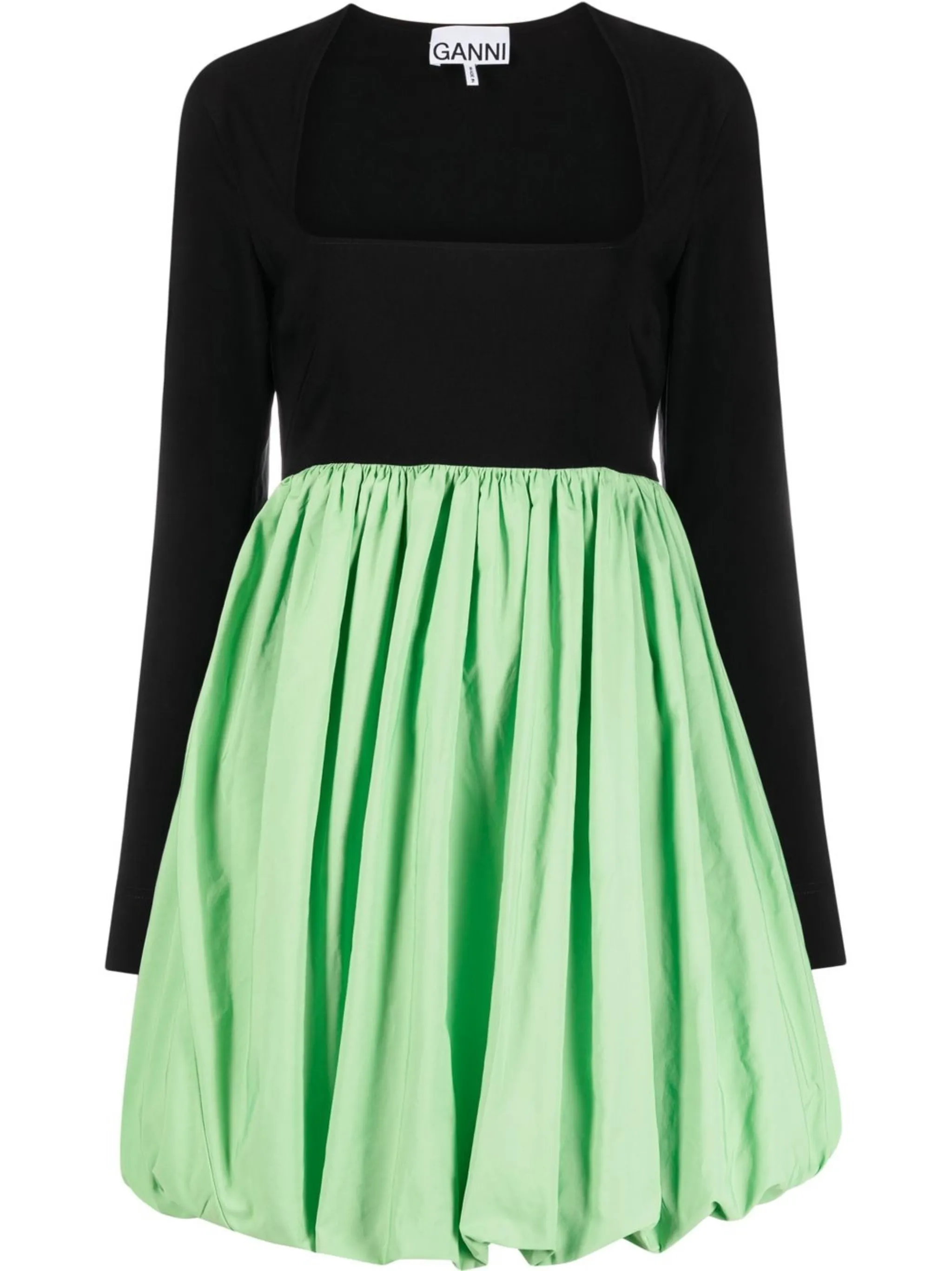 

Двухцветное платье мини Ganni, черный