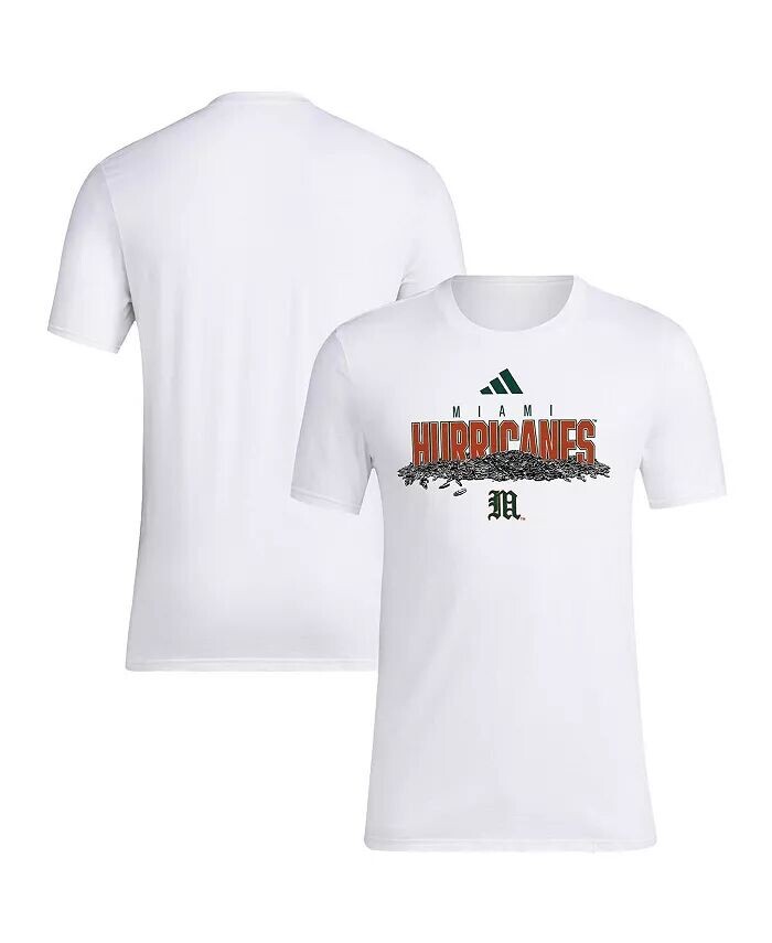 

Мужская белая футболка Miami Hurricanes Baseball с семенами подсолнечника Adidas, белый