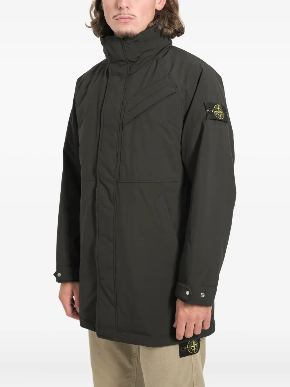 

Пуховик с карманами Stone Island, черный