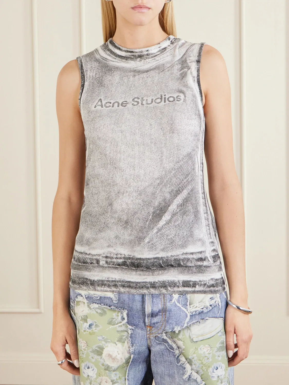 Топ Elgie из хлопковой смеси с принтом Acne Studios — фото 3