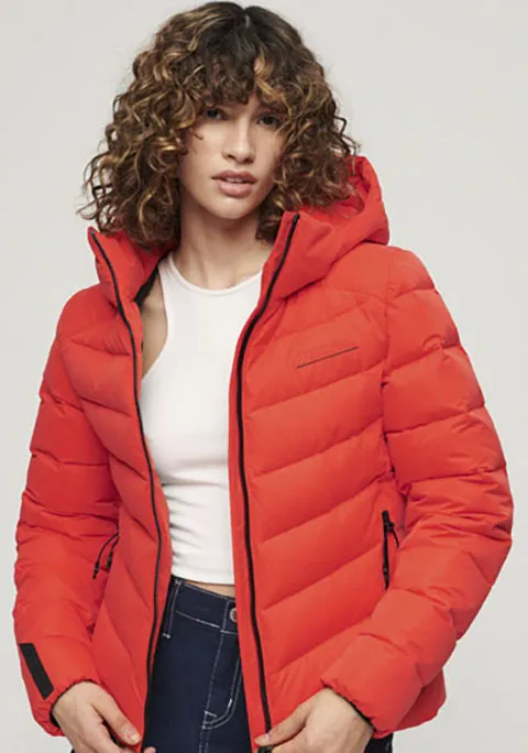 

Стеганая куртка Superdry "HOODED MICROFIBRE PADDED JKT", с капюшоном, красный