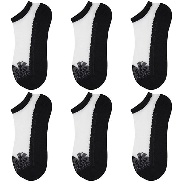 

Женские 6 пар ажурных сетчатых носков с мягкой вязкой подошвой и кружевной отделкой Anna-Kaci, Black