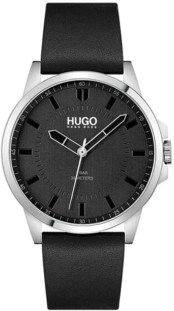 

HUGO #First мужские наручные часы из нержавеющей стали с кварцевым механизмом - 43 мм - водонепроницаемые - модный аксессуар - подарок для мужчин, Black
