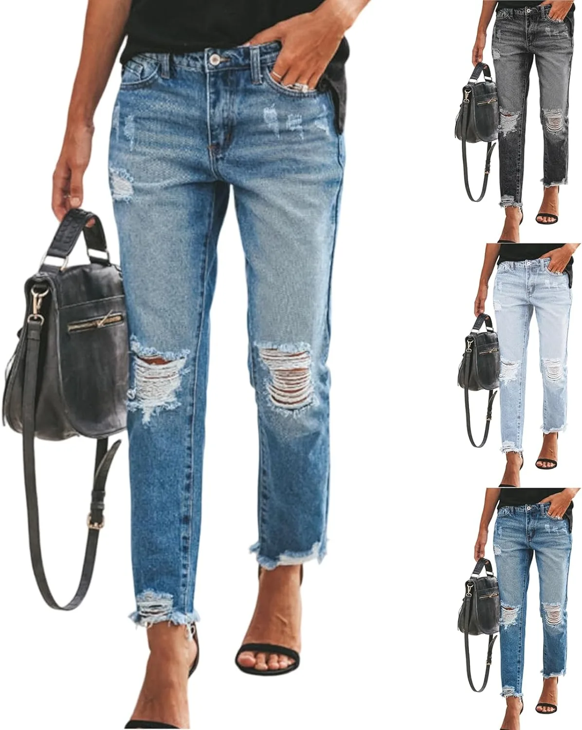 

Женские джинсы distressed high rise straight leg с эффектом потертости