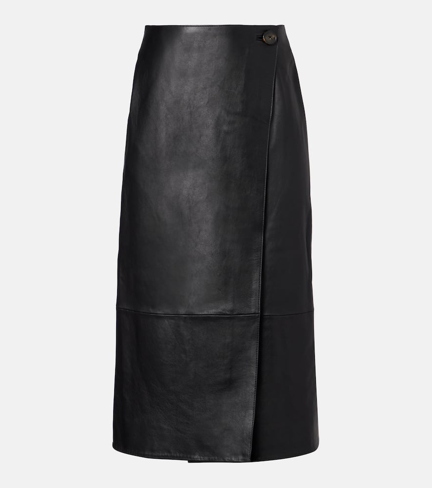 

Кожаная юбка миди Yves Salomon, Noir