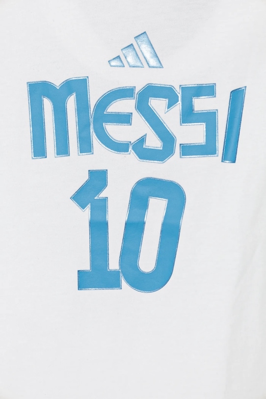 Детская хлопковая футболка MESSI Adidas Performance, белый — фото 4
