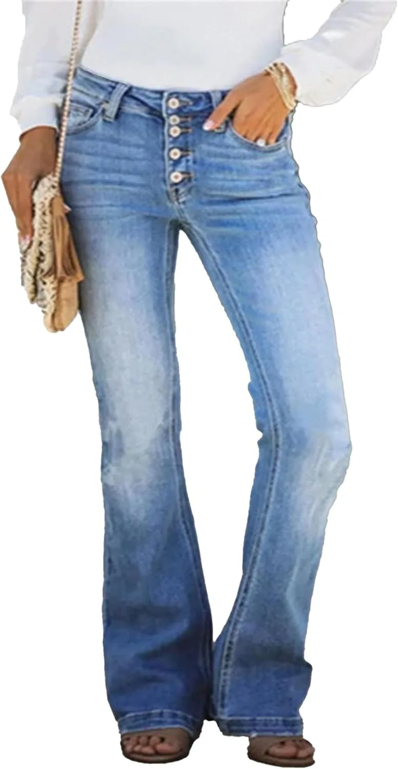 Женские джинсы с потертостями High Waisted Ripped Flare