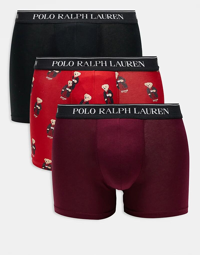 

Polo Ralph Lauren, набор из 3-х трусов-боксеров красного и черного цвета с логотипом на поясе